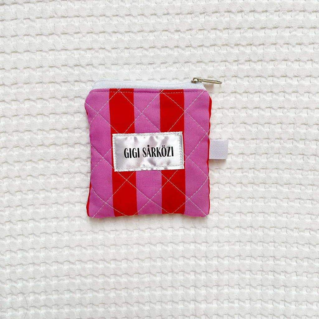 Quilted Keychain Pouch with label