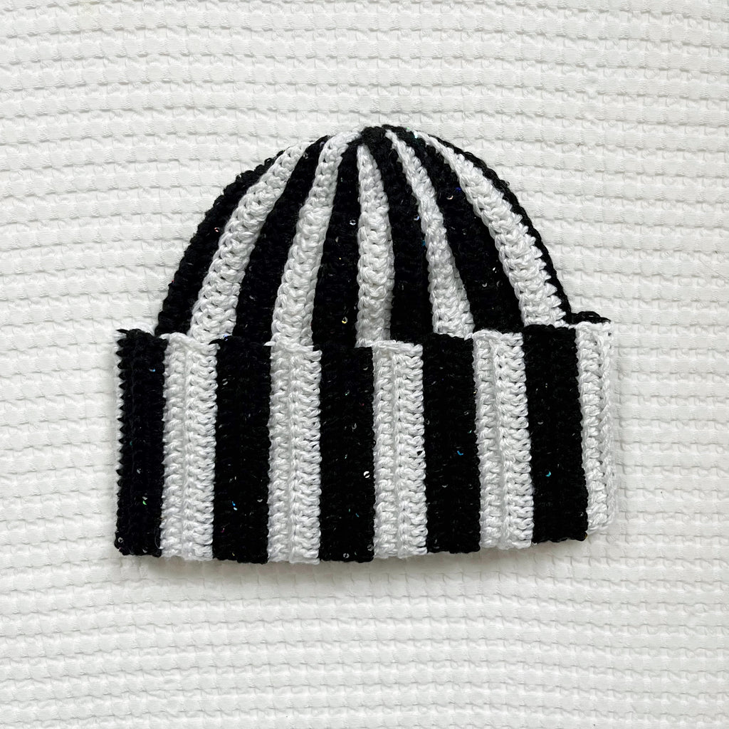 Striped Beanies - Sparkle Noir - Normal Size